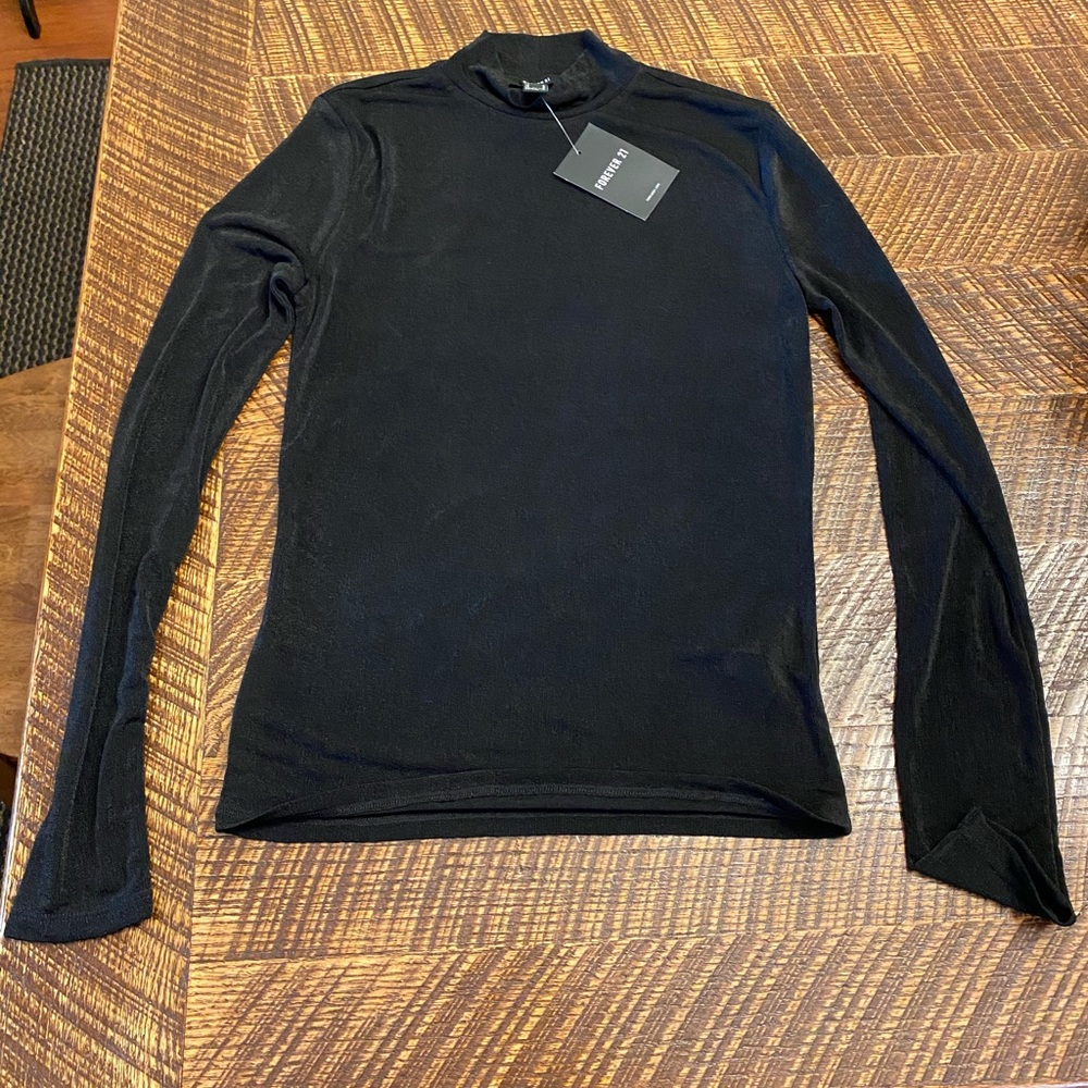 Sheer black mock neck